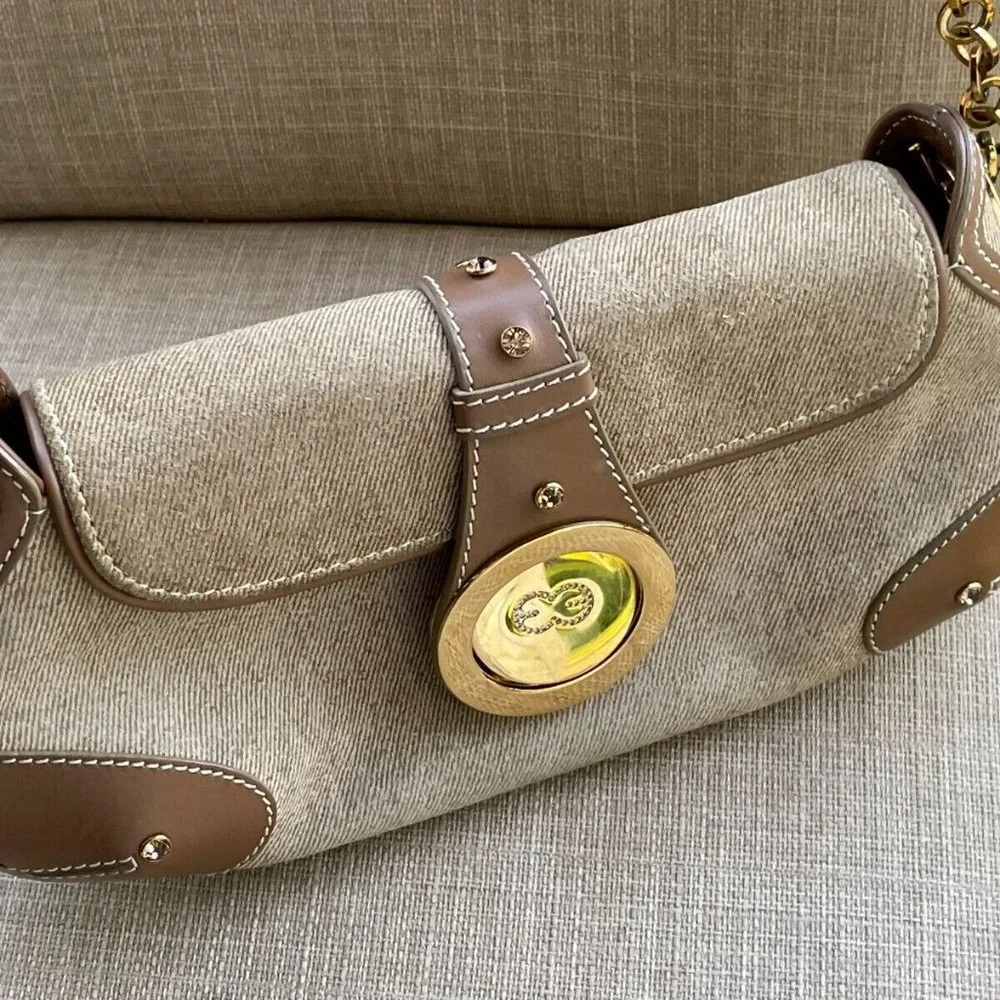 Escada Women Handbag Small Purse Bag Canvas/Leather Bag Handmade in Italy Authen - Picture 6 of 13